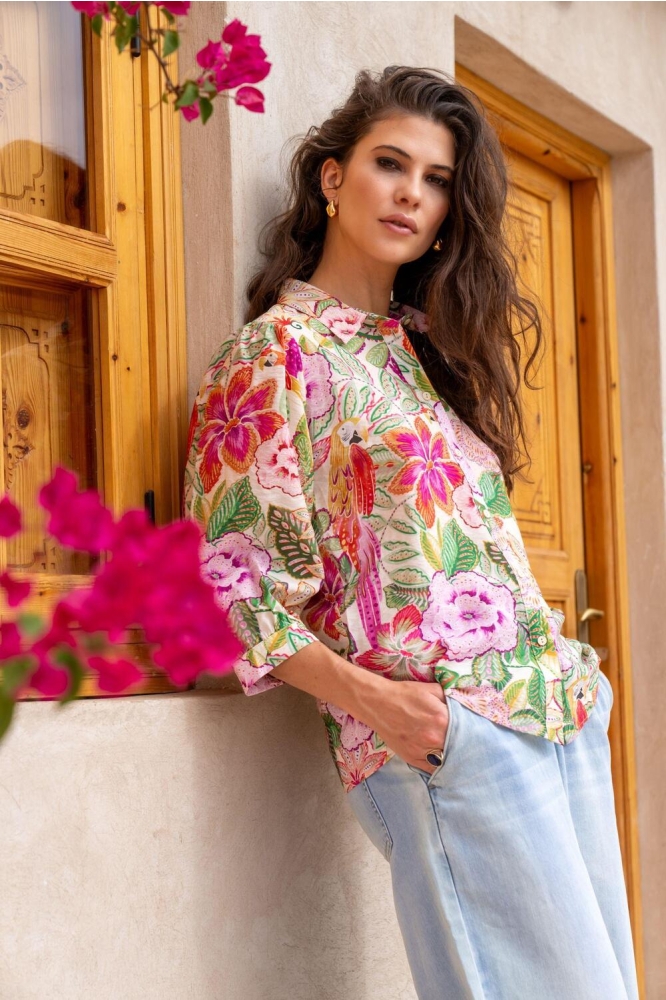 BLOUSE MET BLOEMENPRINT 53241 20 PINK/MINT